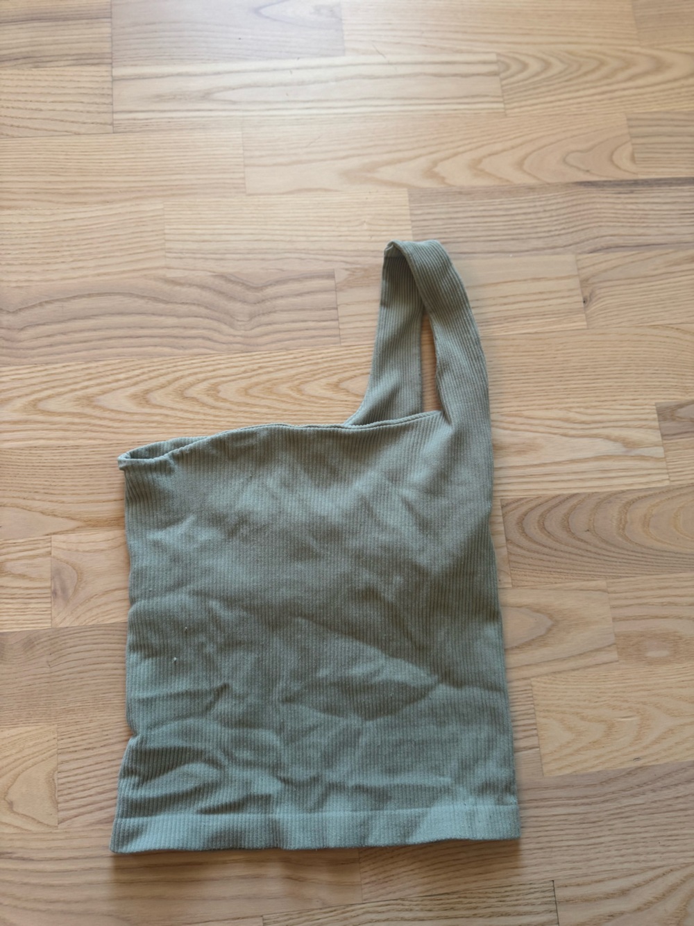 Ribbed One-Shoulder Olive Green Shoulder Bag